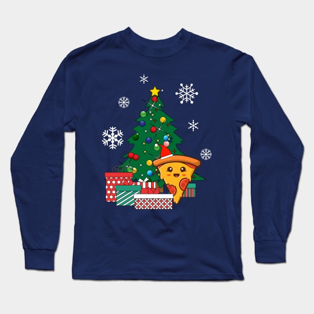 Happy Pizza Around The Christmas Tree Long Sleeve T-Shirt by Nova5